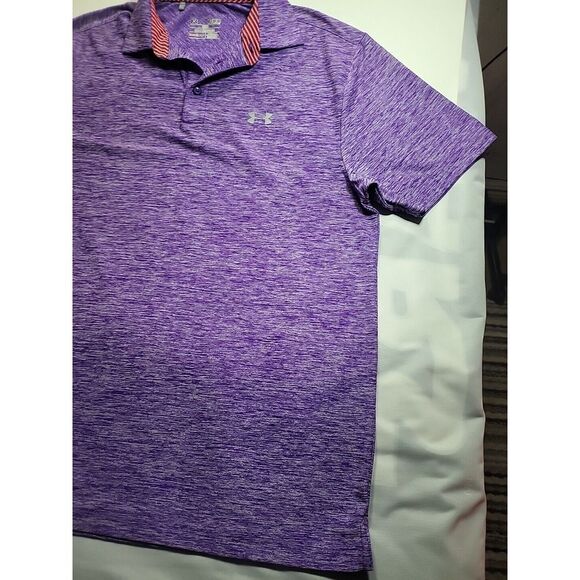 Under Armour Playoff Polo Shirt Adult M Heather Purple Golfing Performance Mens - Picture 6 of 9